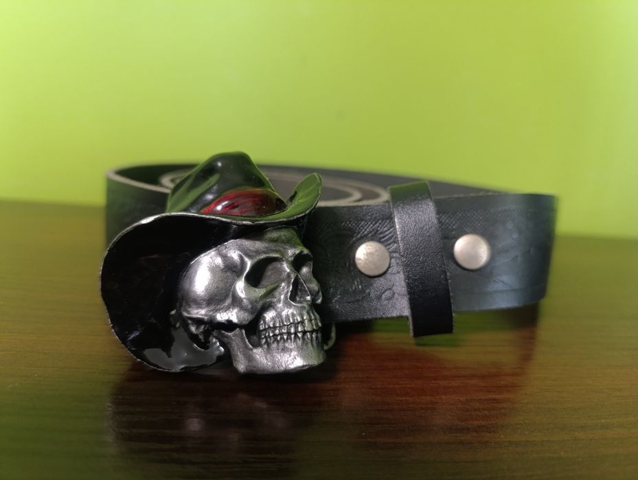 Шкіряний ремінь Vintage Bergamot Brass Cowboy Skul lvintage