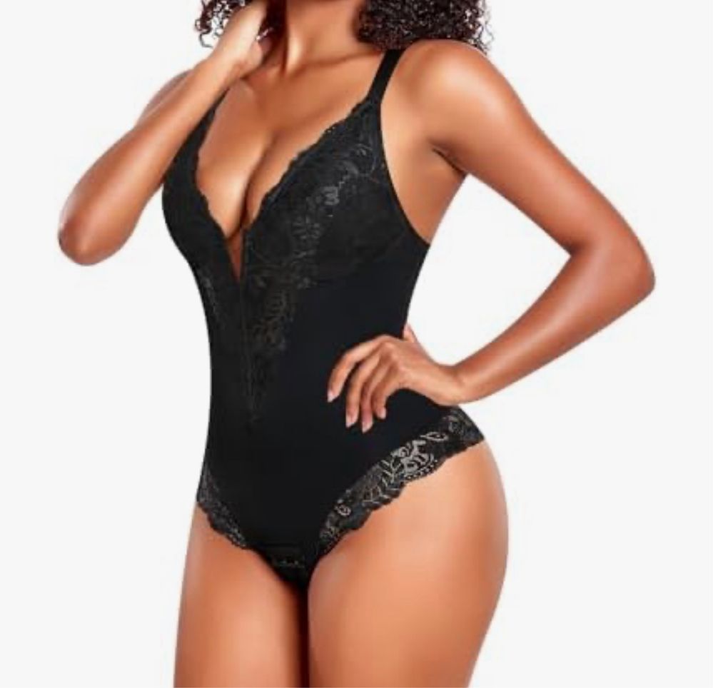Body Shaper Modelujące Brzuch Koronkowe Body L