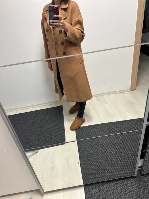 Płaszcz Zara wełna wełniay bezowy camel rozm M/L