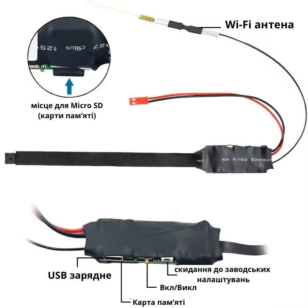 маленькая камера наблюдения | Wi-Fi, микрофон, запись по движению