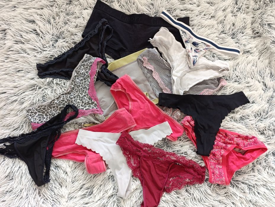 Majtki damskie S braziliany stringi bokserki zestaw