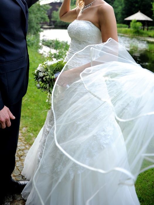 Śmietankowa suknia ślubna 38 M