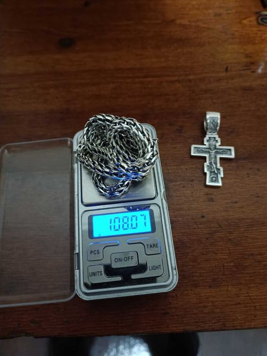 Срібний набір ланцюжок+хрестик, цепочка серебряная+крестик набор 925