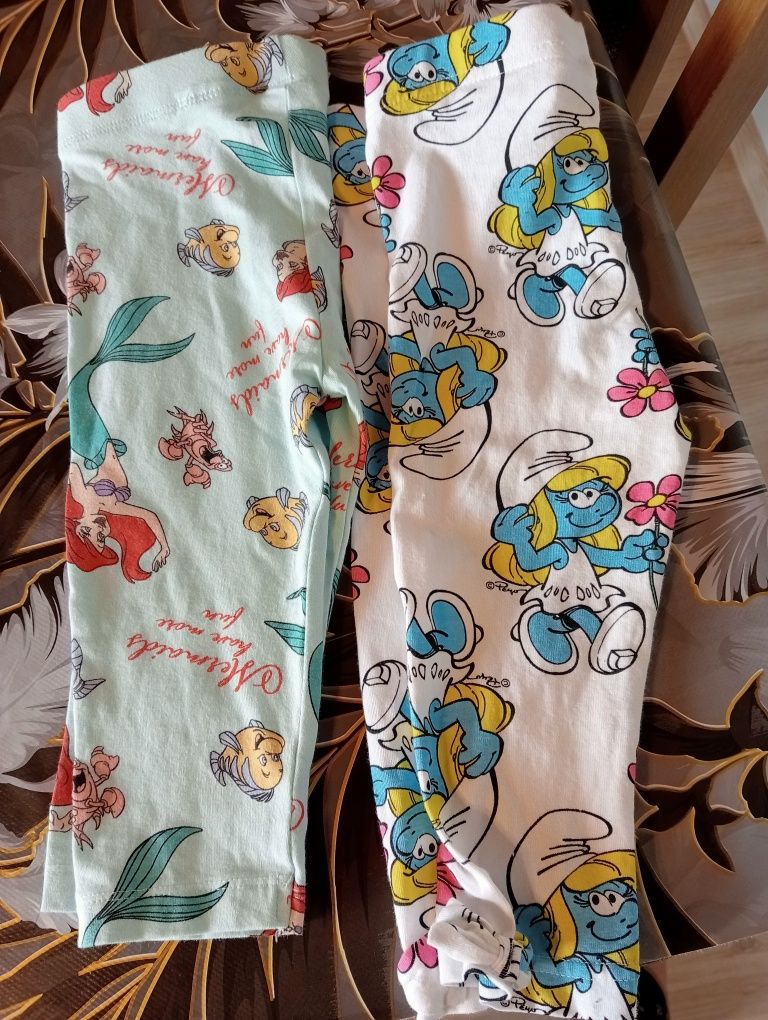 Legginsy rybaczki 3/4 dziewcz 2 szt 98 i 104