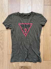 GUESS XS koszulka bluzka tshirt khaki zieleń zielona