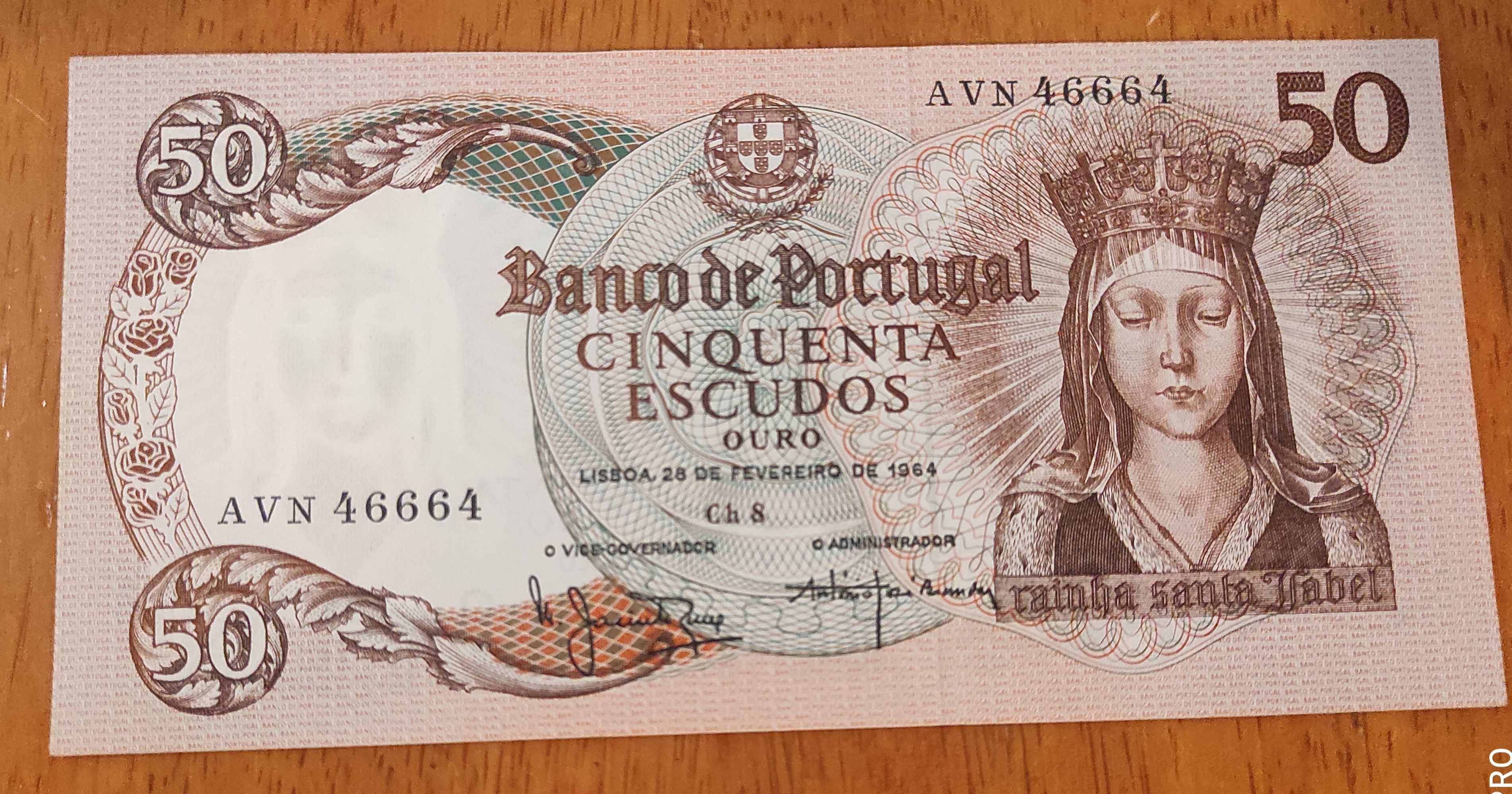 linda nota de 50 escudos capicua em estado nova