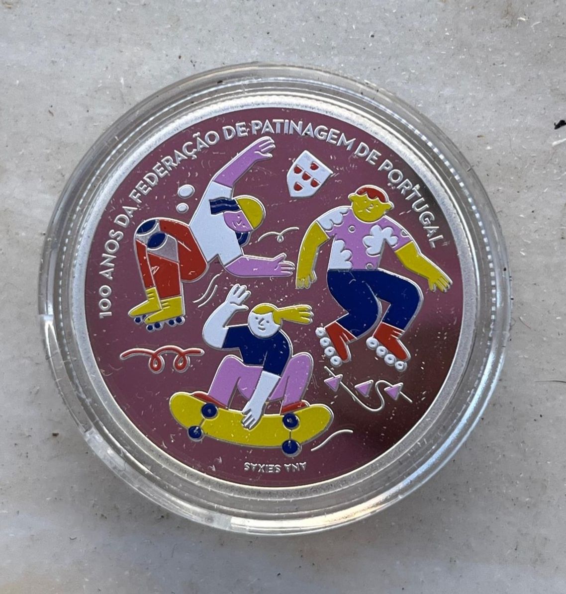 100 Anos Federação Patinagem Portugal Prata - 5 euros - 1 exemplar