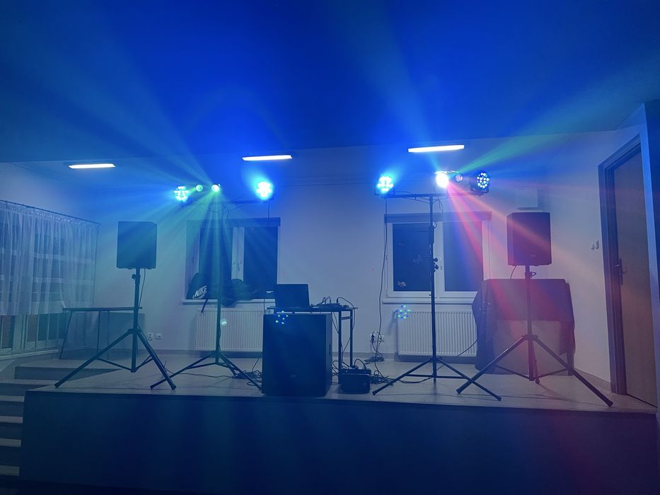 Wynajem sprzetu na imprezę, oświetlenie, głośniki, dymiarka, par, led