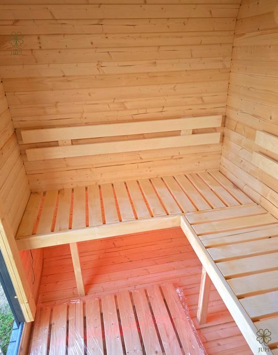 Sauna ogrodowa beczka QUADRO 180cm z piecem i oświetleniem