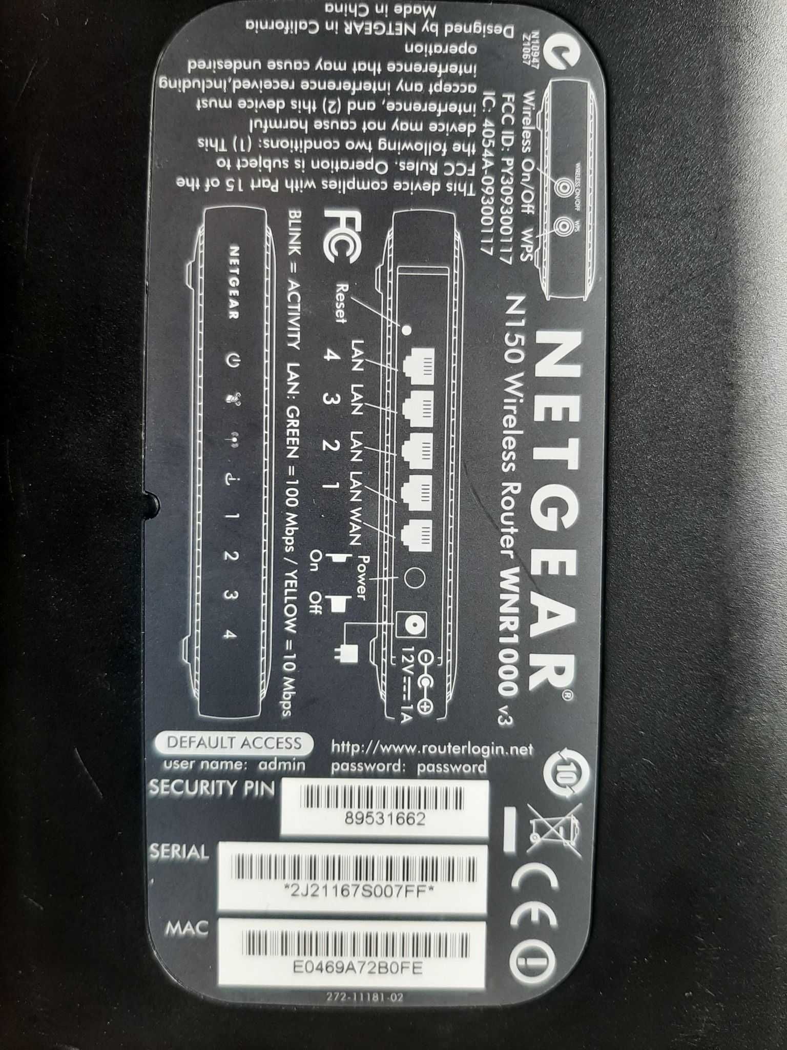 Ruter Netgear N150 Wireless Router WNR1000 v3