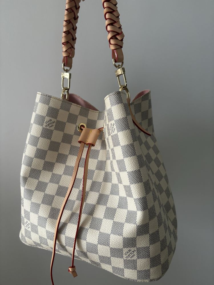 Louis Vuitton Damier Azur Braided Neonoe torebka worek kremowa