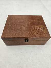 Duża drewniana szkatułka na biżuterię, zegarki itp.