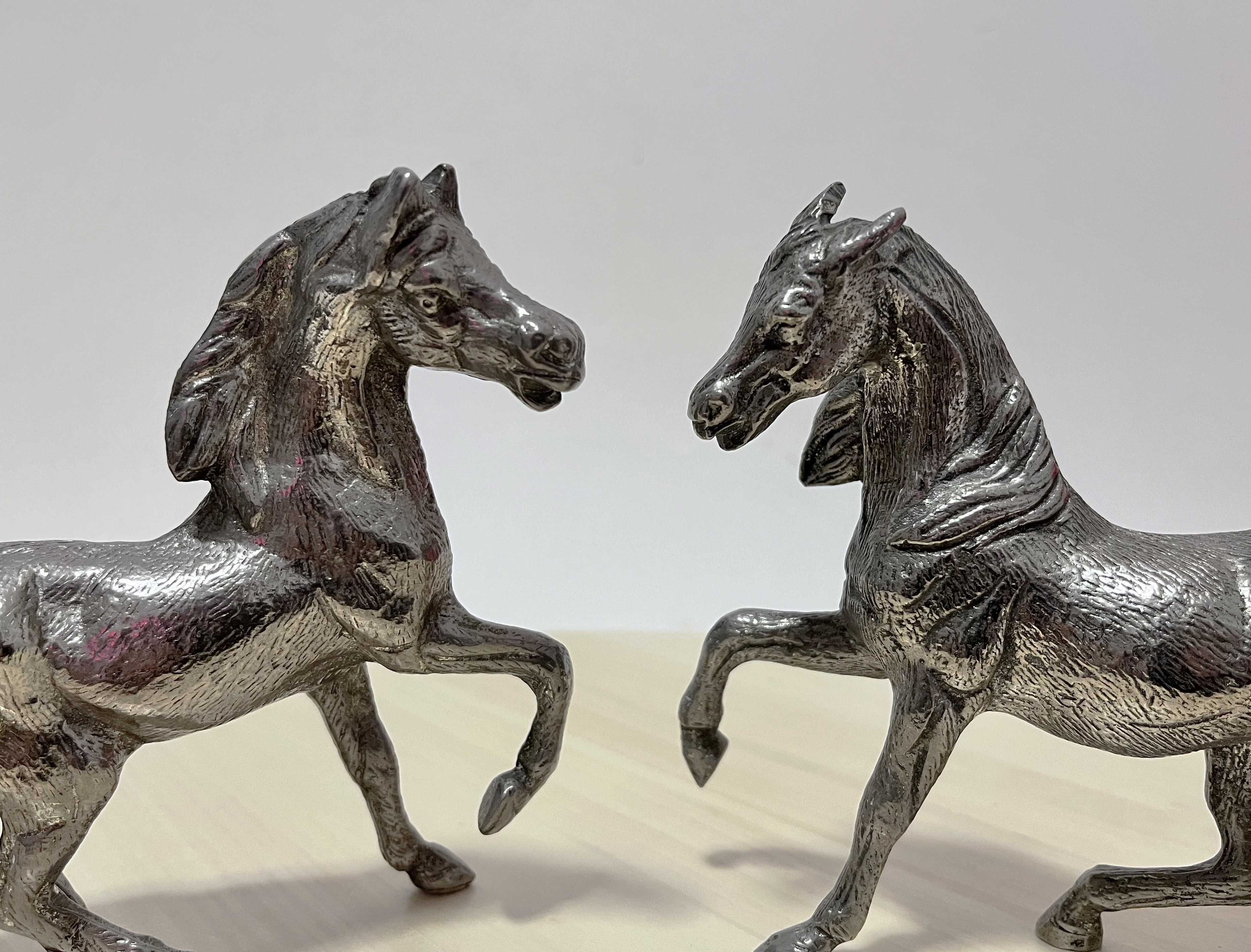 2x koń- figurka metalowa platerowana! Retro para koni!