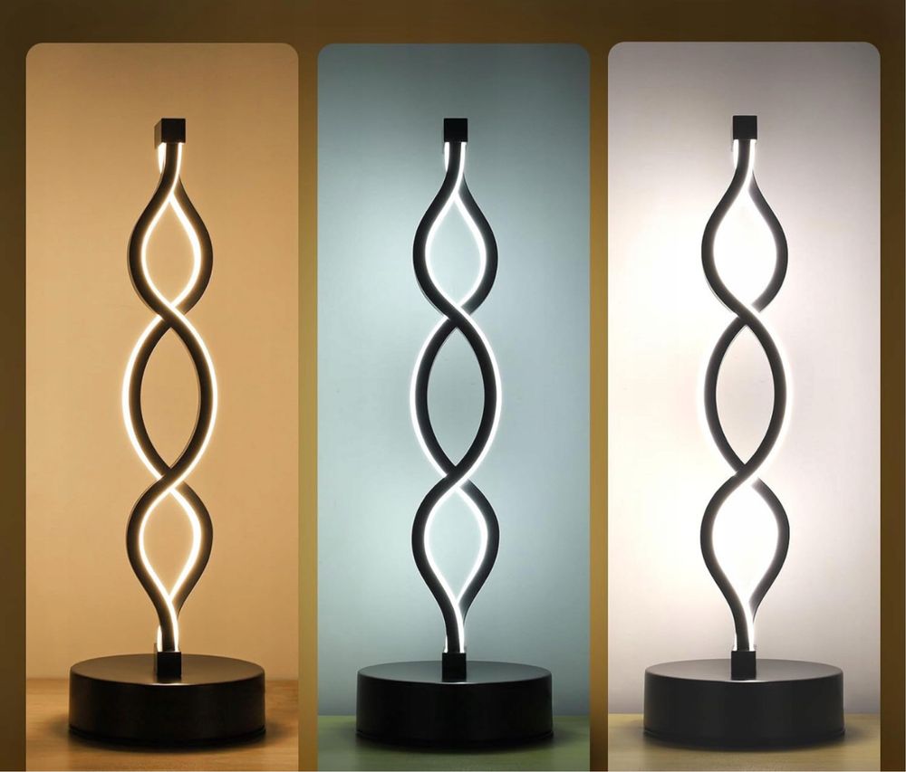 Czarna przewodowa elegancka lampa nocna