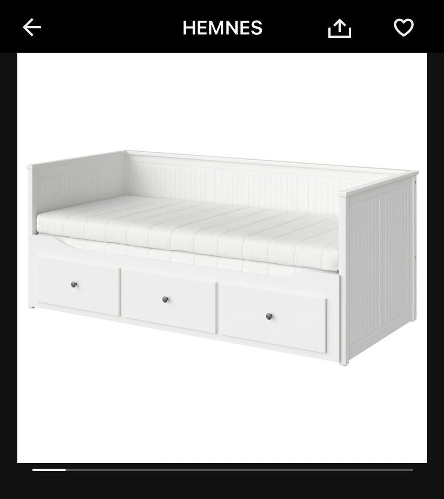 łóżko IKEA HEMNES z trzema pojemnymi szufladami – białe