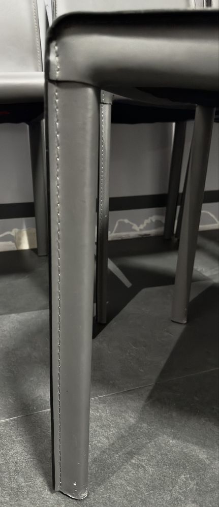 Krzesła Zestaw krzeseł 4 szt. SKÓRZANE Włoskie szare LUKSUSOWE