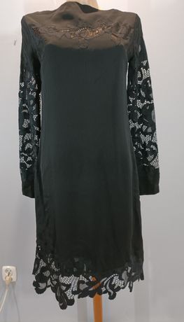 Sukienka jedwabna czarna wizytowa Diane bon Fürstenberg silk S M wiecz
