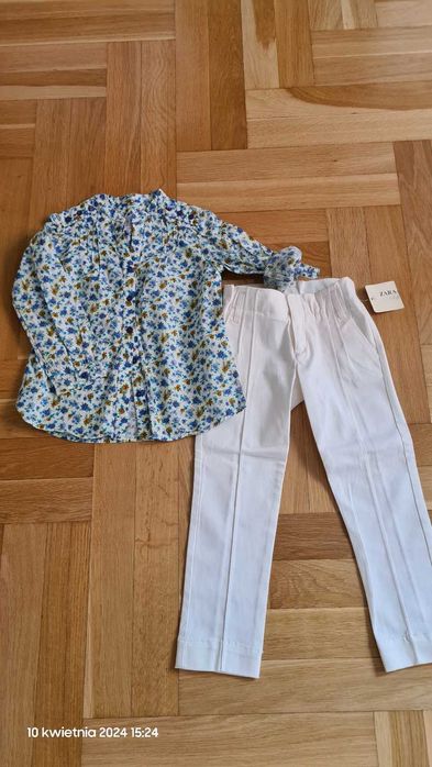 Zestaw Zara nowe spodnie i bluzka w bdb stanie 110