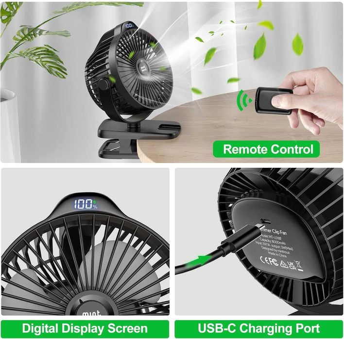 Minthouz Clip 5-biegowy przenośny mały wentylator