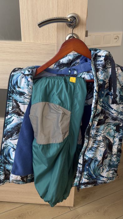 Зимова курточка комплект штани крагі 122-128 малюк єнот