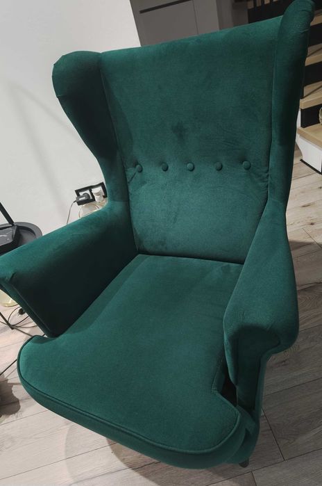 Fotel uszak , butelkowa zieleń