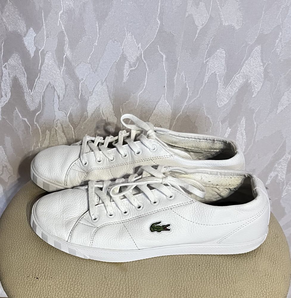 Мокасины Lacoste кеды белые размер 38,5