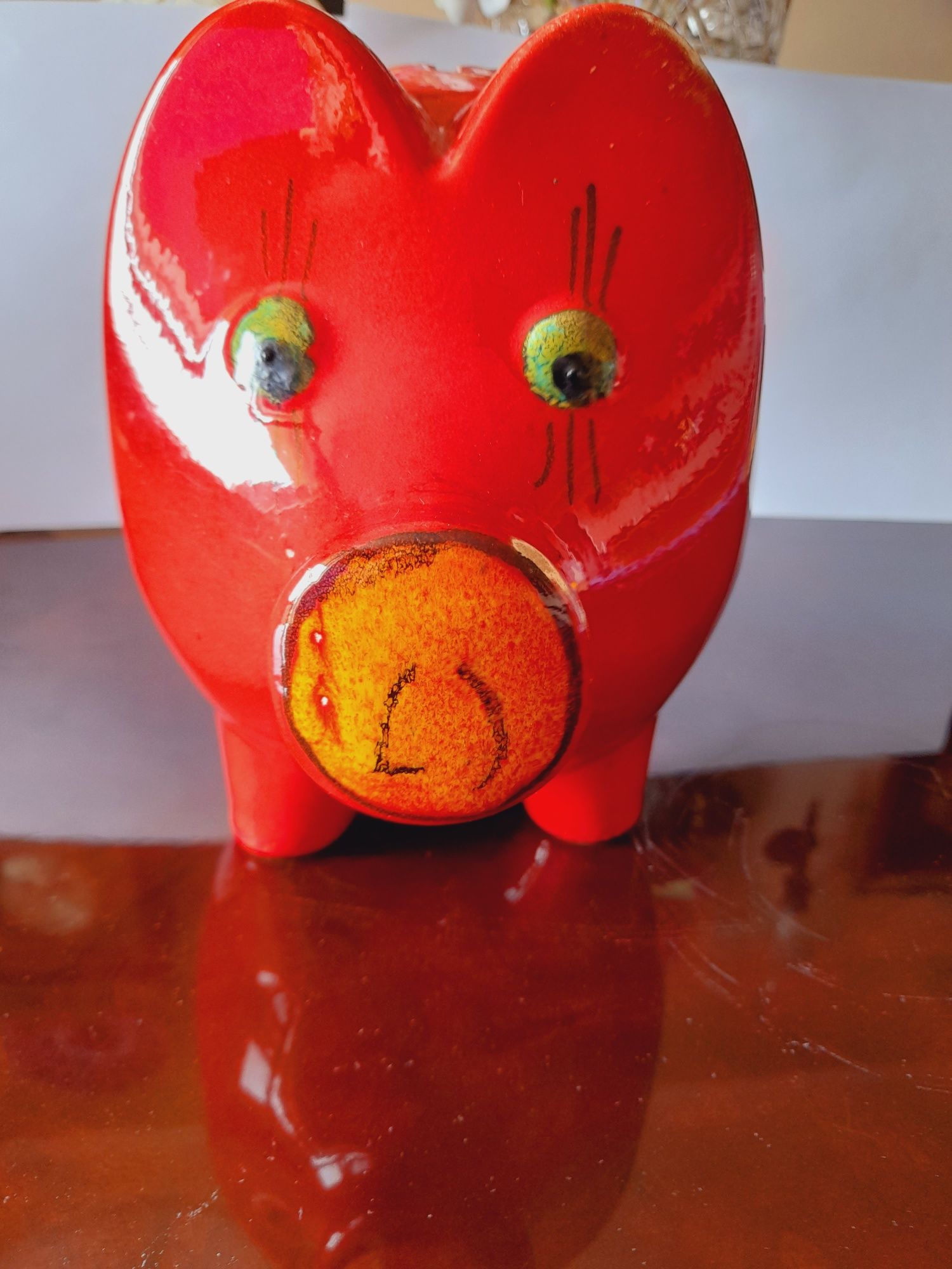 Czerwona ceramiczna skarbonka Scheurich z lat 60 XXL