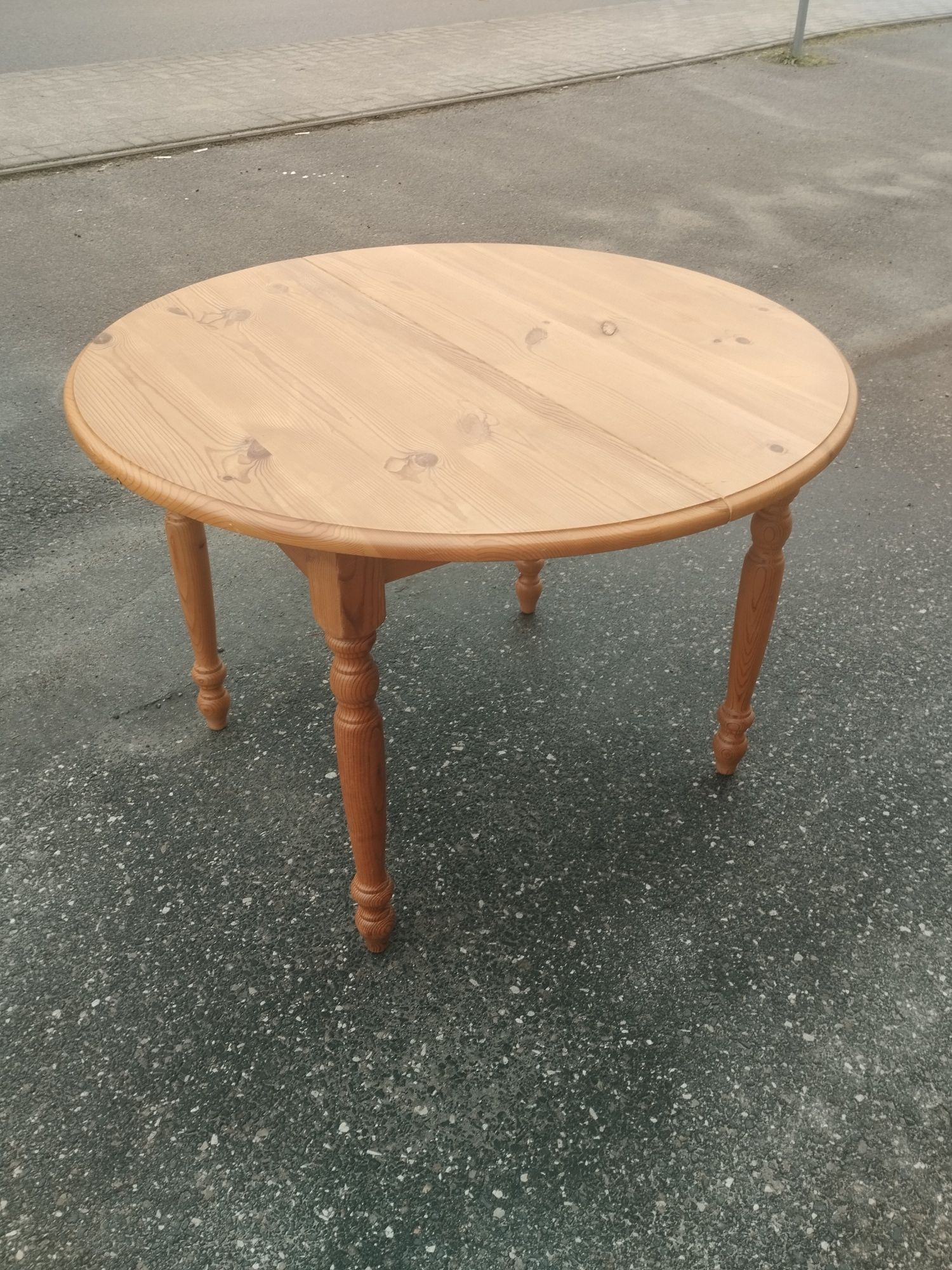 Stół okrągły drewniany sosnowy rozkładany