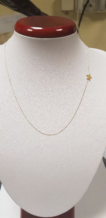 Złoty łańcuszek - celebrytka, gwiazda, złoto 585, dł. 41 -44cm