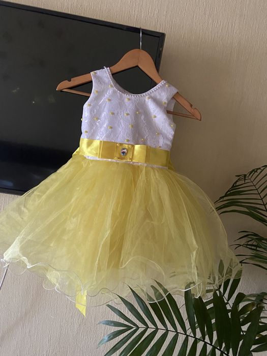 Платье фатин желтое 2-6 лет выпускное нарядное праздничное