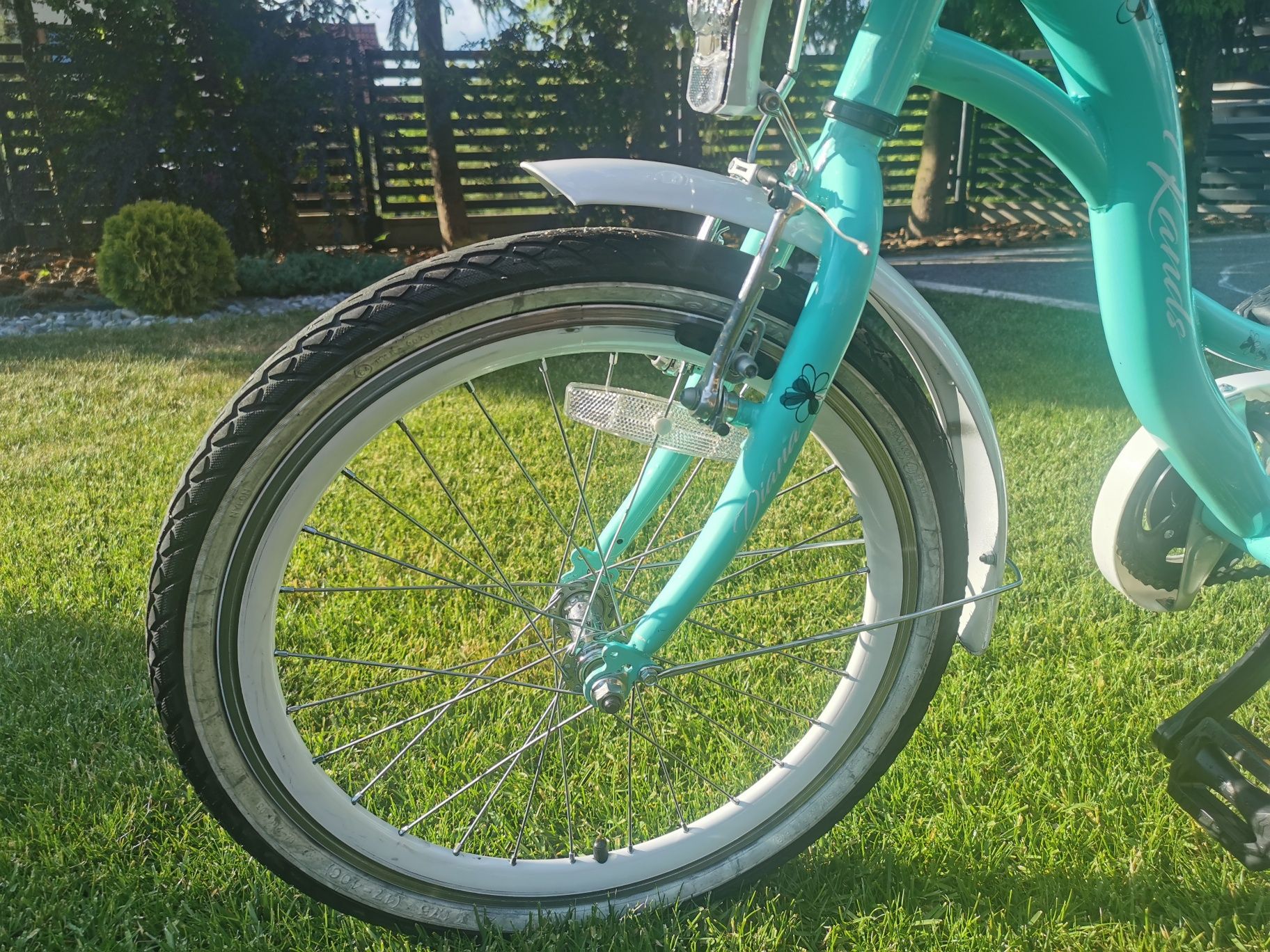 Piękny miętowy rower miejski dla dziewczynki Kands Diana 20 cali