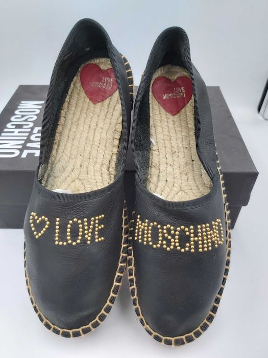 Mokasyny czarne LOVE MOSCHINO dżety espadryle rozmiar 39