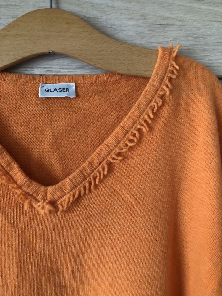 Sweter 80% wełna dyniowy pomarańczowy r. XL