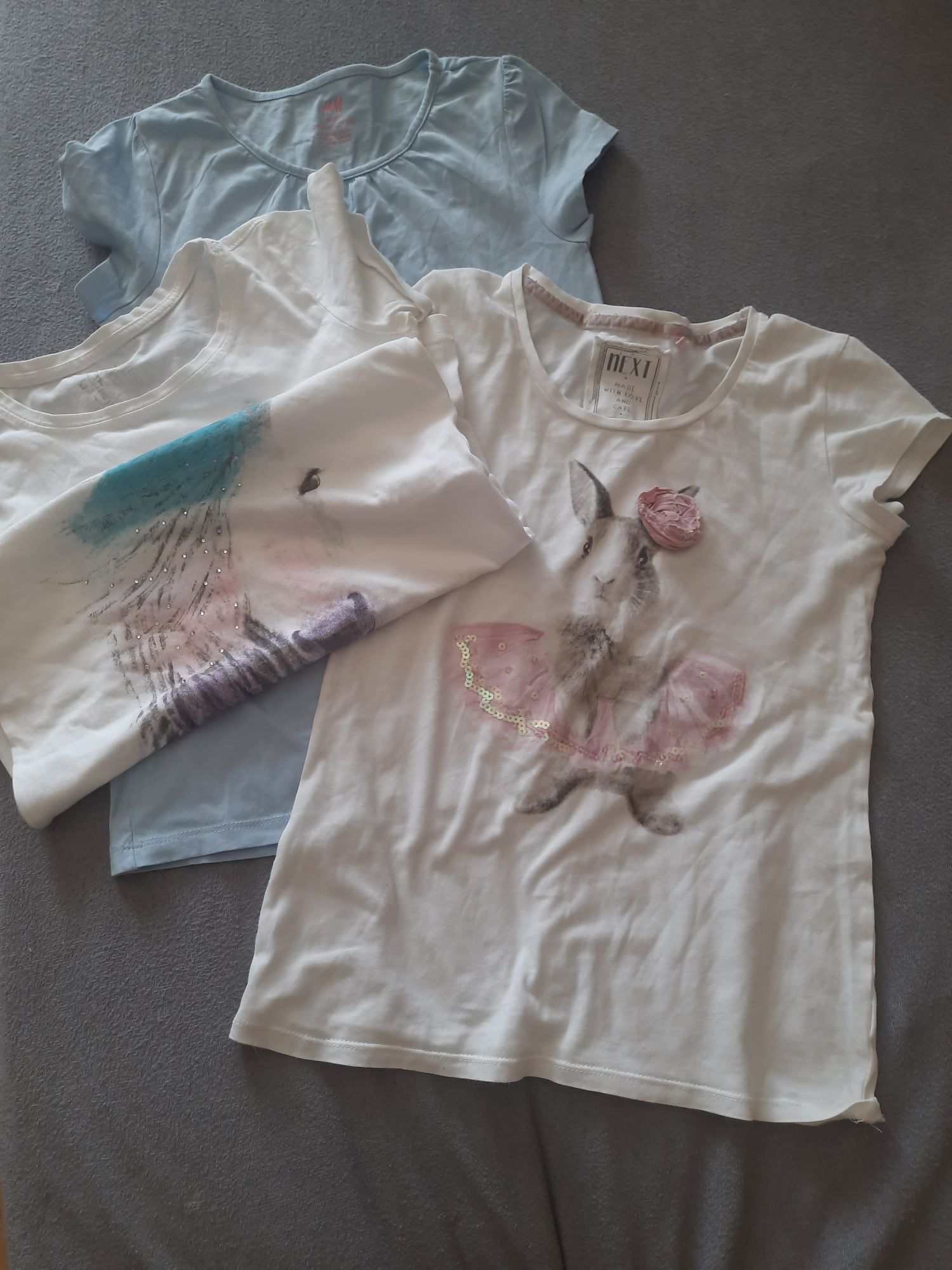 firmowe- h&m, next bawelniane- 100 %, t shirty bluzki 140