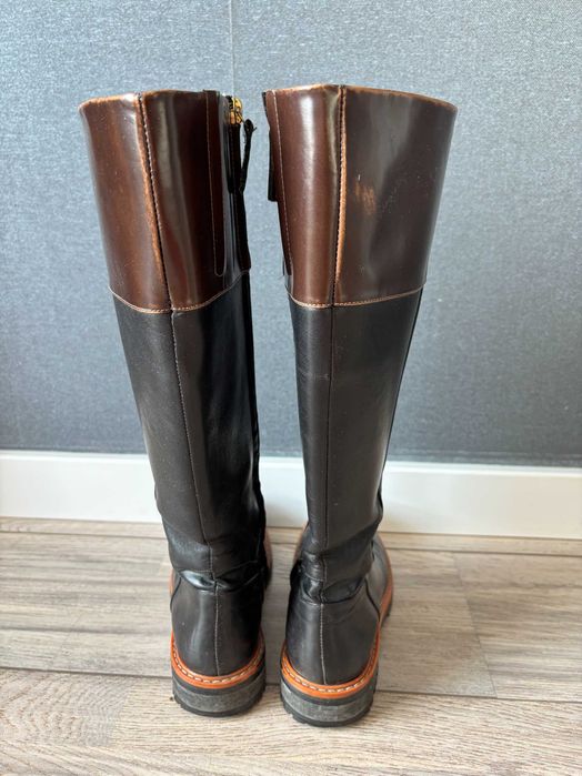 Шкіряні чорні високі черевики, розмір 37.5