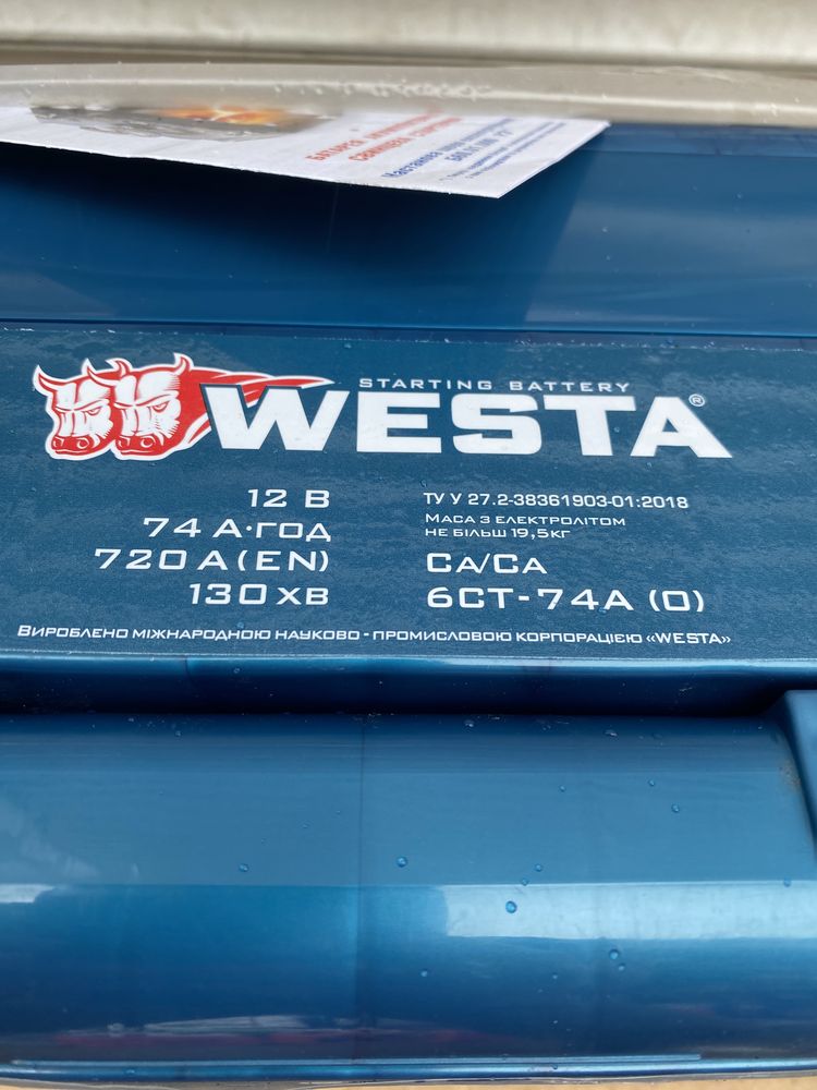 Аккумулятор Westa 74Ah 720A EN