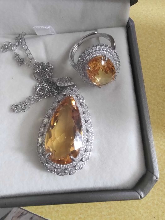 Срібний набір кільце та підвіс, срібло 925