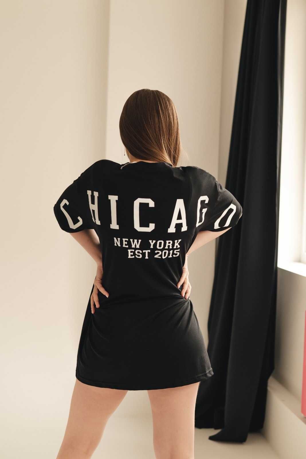 Топ продаж! Стильная Женская футболка oversize Chicago размер 42-48