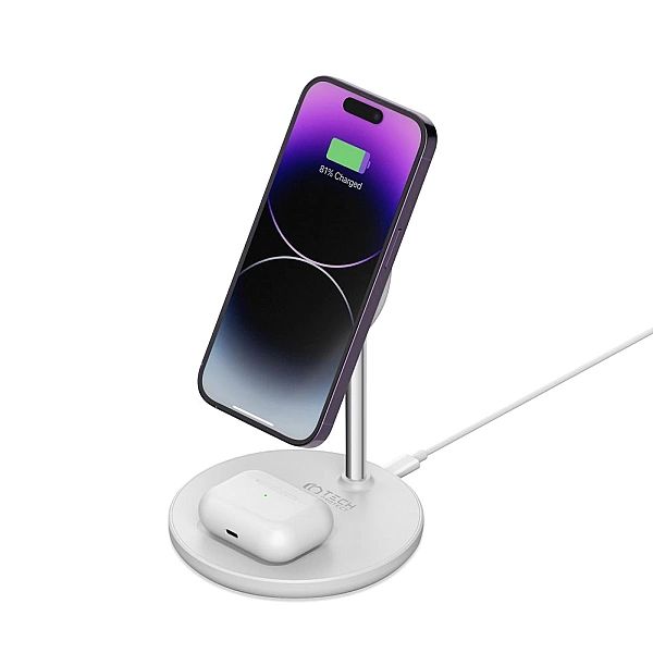 Tech-Protect Qi15W-A21/2In1 Magnetic Magsafe Wireless Charger White
