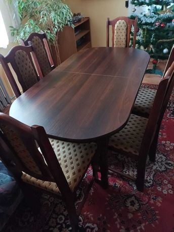 Stół drewniany z 6 - krzesłami