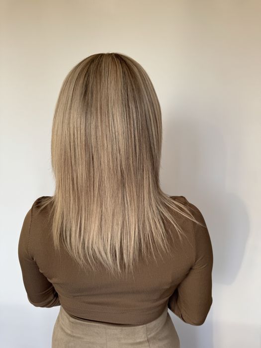 Женский парик натуральный волос блонд с имитацией кожи головы