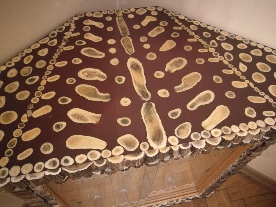 Meble z poroża (ława, stolik RTV, barek, barometr)