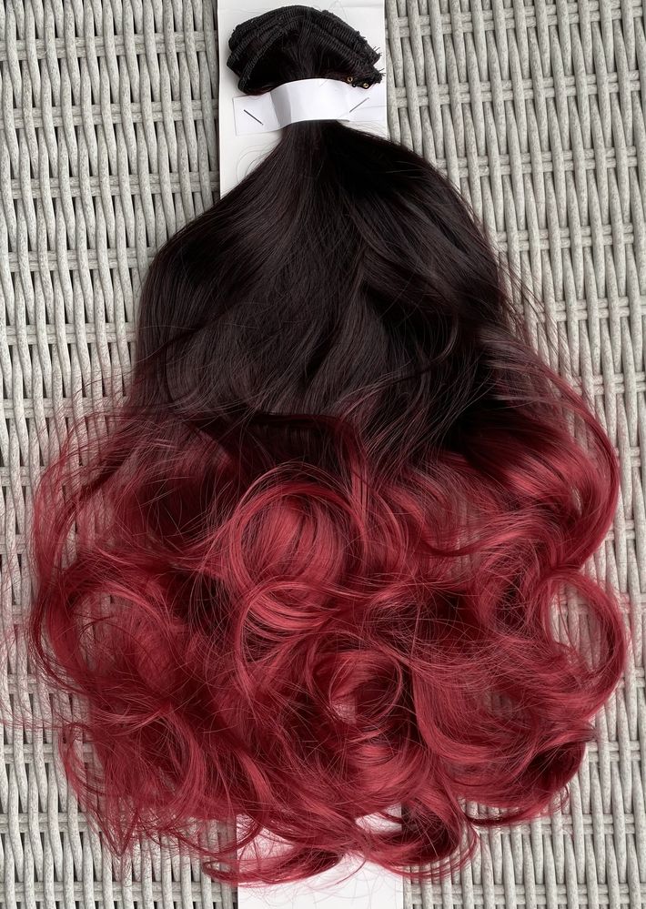 Premium Ultra włosy doczepiane, czarny / mahoń / ombre clip in ( 397 )