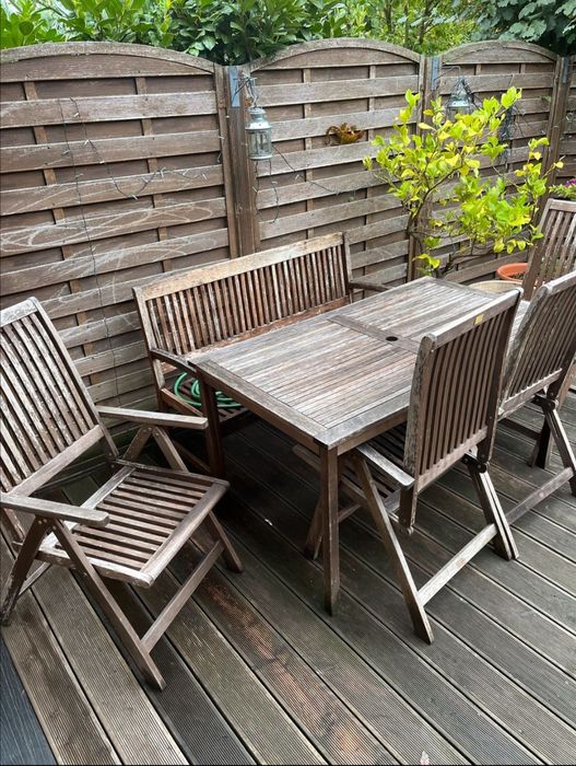 Komplet ogrodowy zestaw krzesła stół ławka