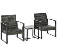 Zestaw ogrodowy Komplet stolik z krzesłami z technorattanu 3-częściowy