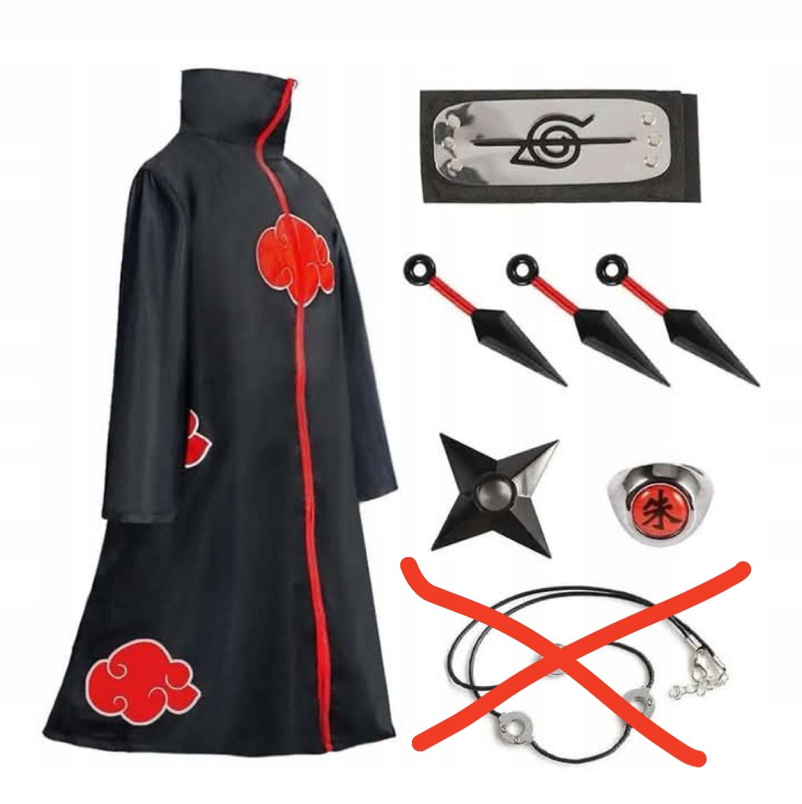 Kostium strój naruto itachi przebranie karnawał cosplay ninja opaski M