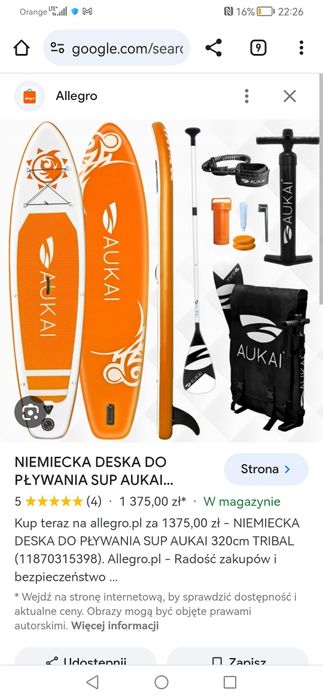 Nowa deska sup-kajak 160kg cały zestaw