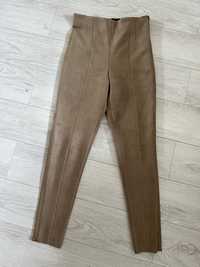 Spodnie legginsy zamszowe camel zara S