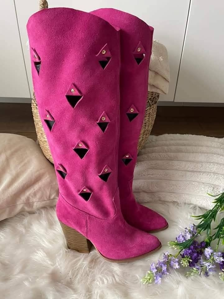 Eleganckie kozaki kowbojki kolory skóra naturalna