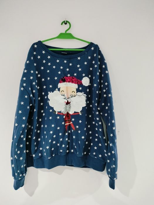 Bawełniana świąteczna bluza zmieniające cekiny na 164